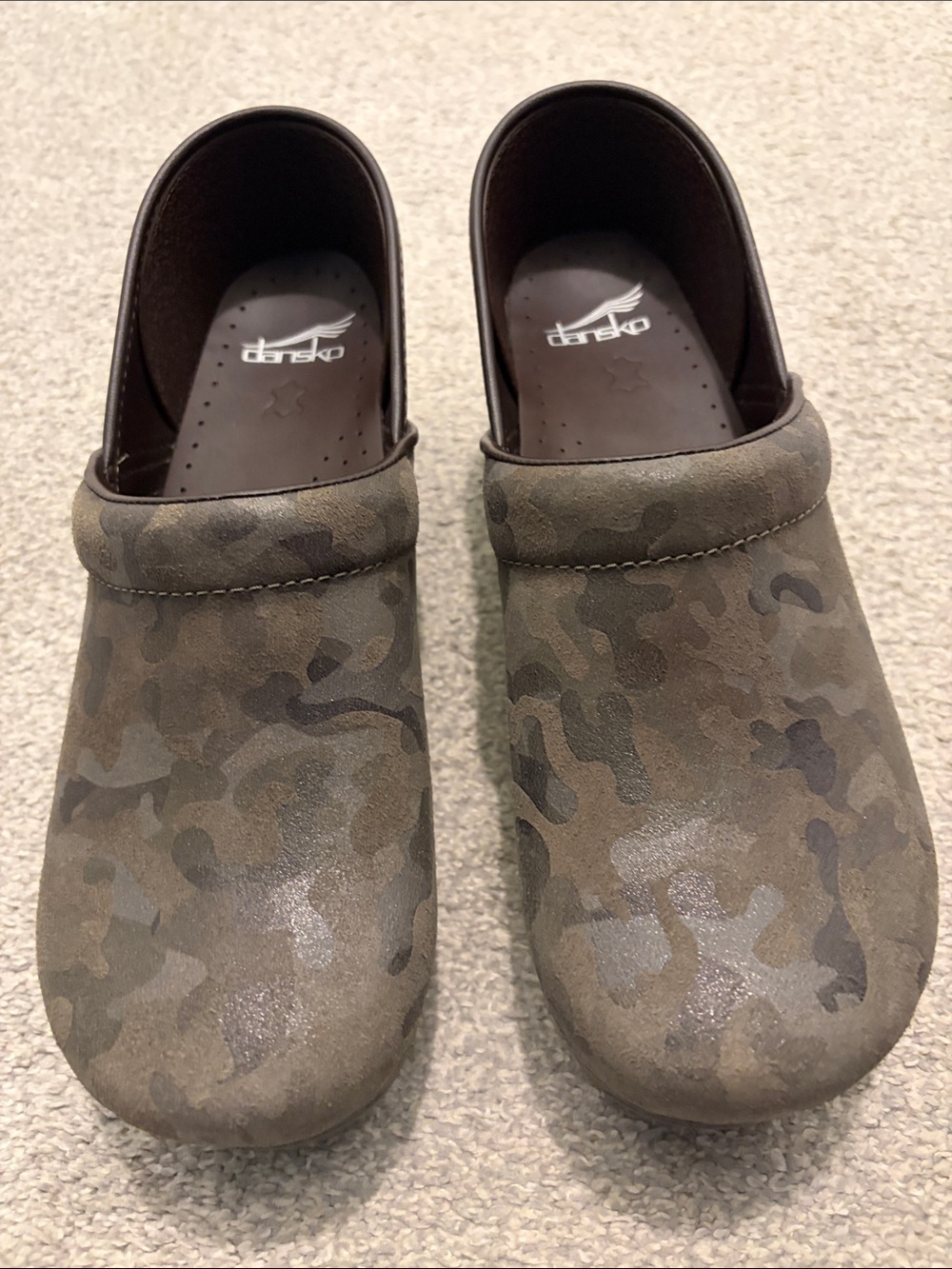 Dansko Women's Clog — Olive Camo Suede